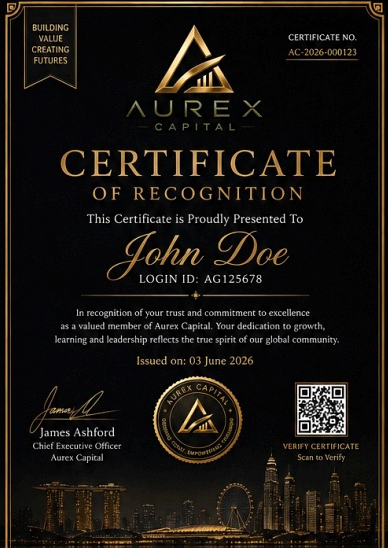 Aurex Capital Certificate of Recognition